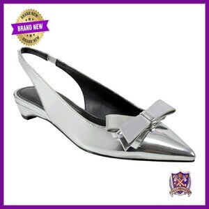 Pointy Toe Slingback Dress Flats with Bow Detail - Size 7